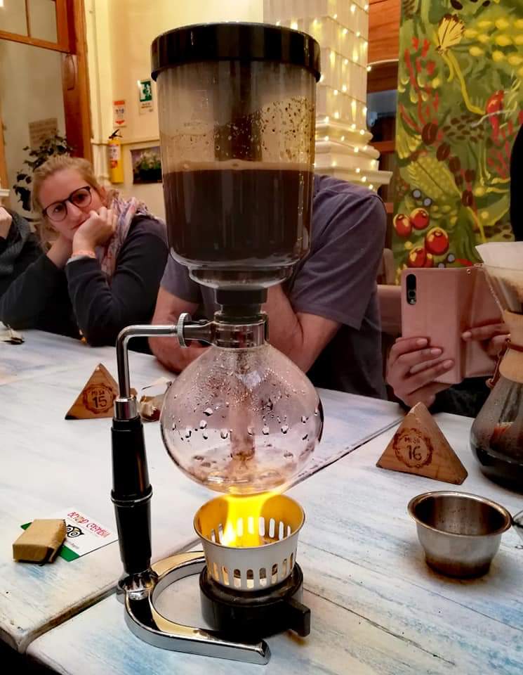 Making coffee is an art form in Colombia, Bogota