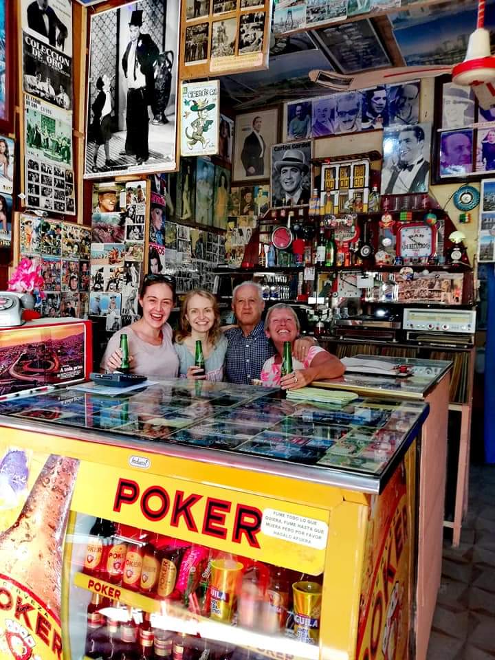 us at a brilliant bar in Pijao, near Salento, Colombia