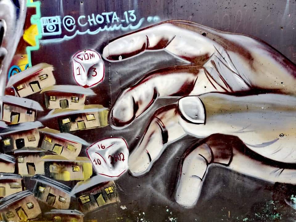 Street art by Chota in comuna 13, Medellin, Colombia