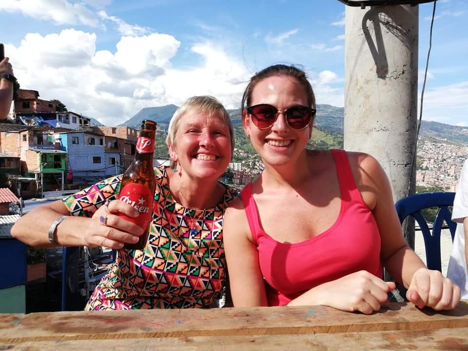 Me having a beer at comuna 13, Medellin, Colombia