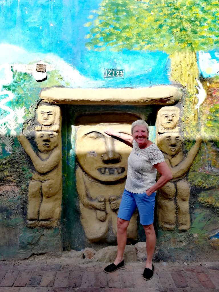 Me and funky street art in Bogota, Colombia
