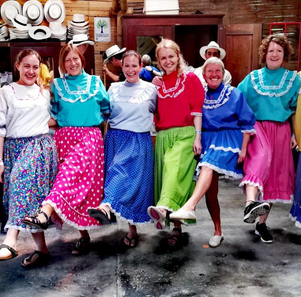 Us dressing up at the coffee plantation Salento, Colombia