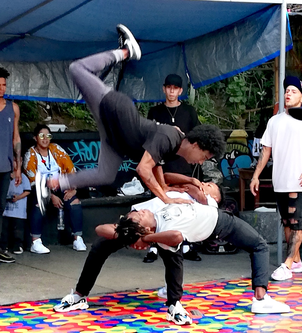 Street dancers at comuna 13, Medellin, Colombia