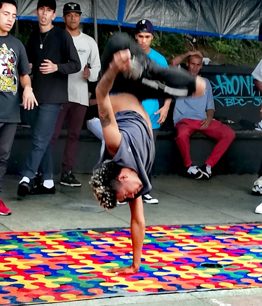 Street dancing, comuna 13, Medellin, Colombia