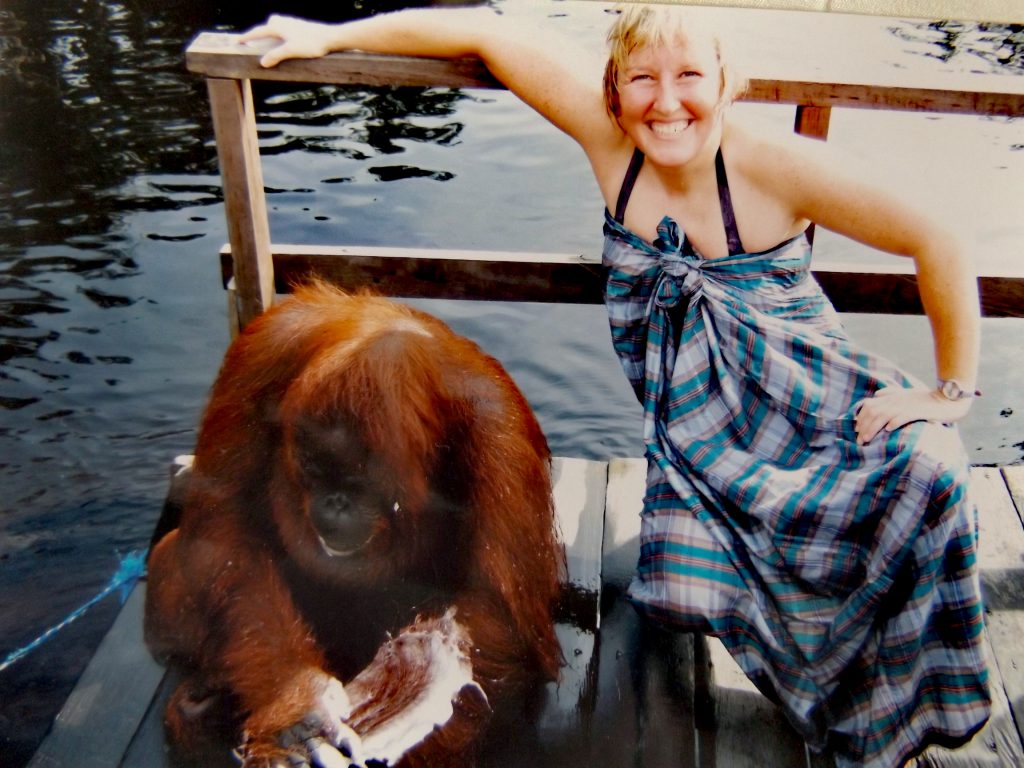 Lynn and Siswe the orangutan