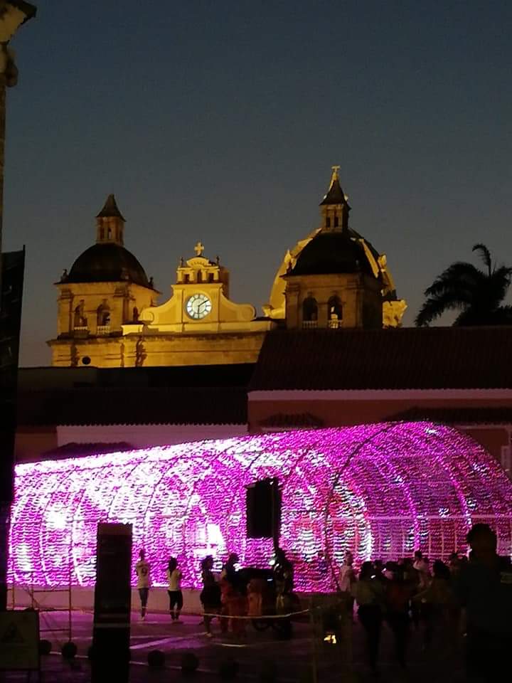 Cartagena lit up by night