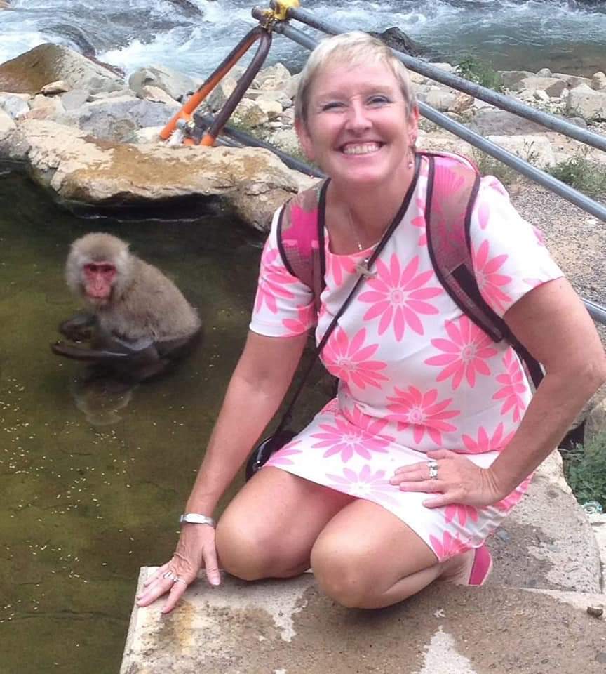 Lynn and a snow monkey