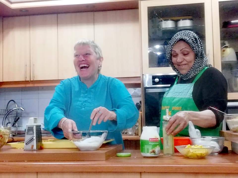 Lynn cooking in Iran