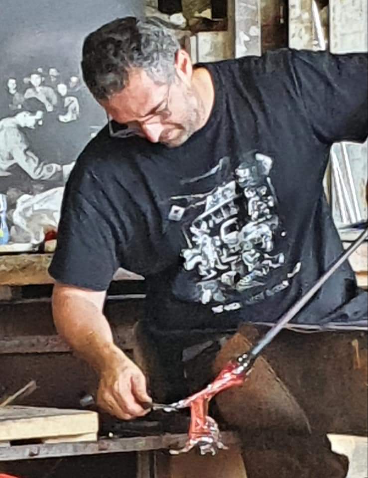 glass blower at work