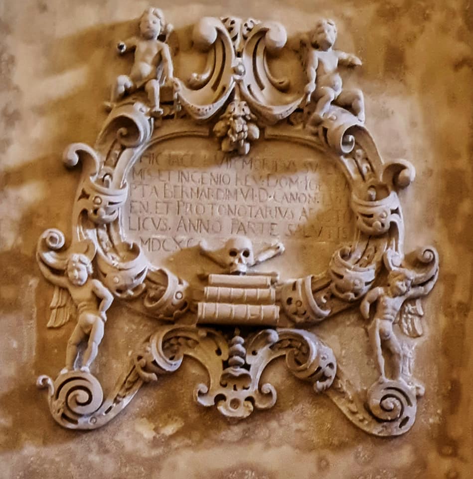 headstone in crypt