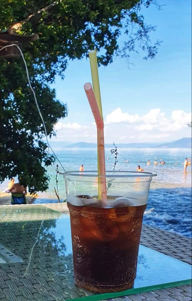 a drink by the beach