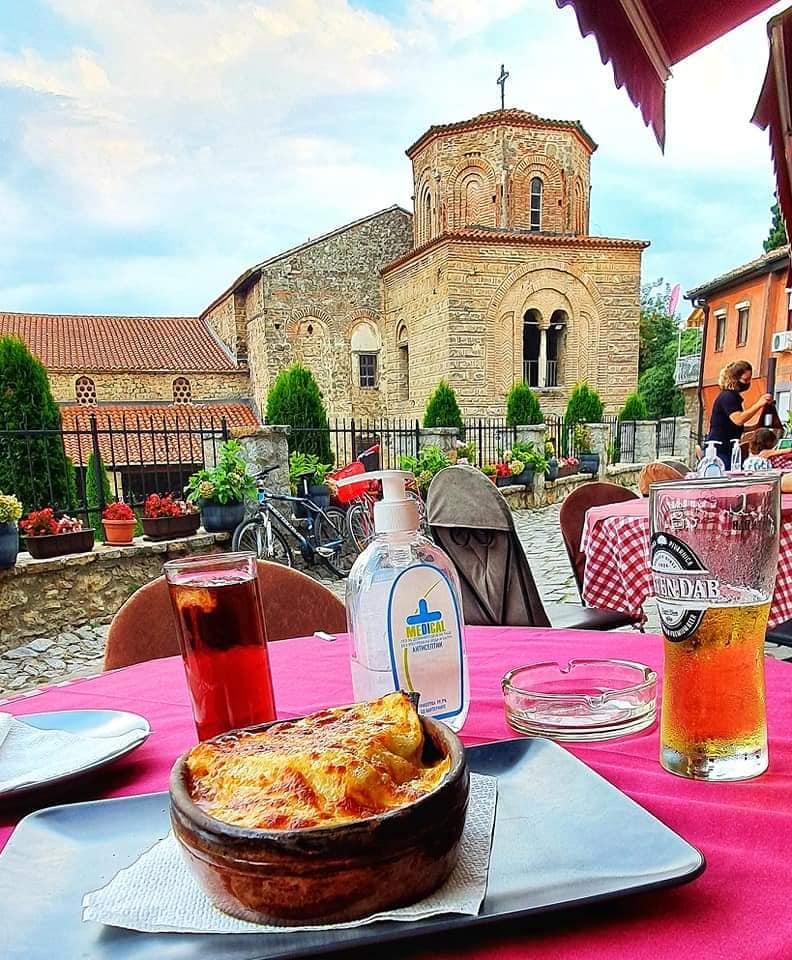 travels in macedonia - meal with a view