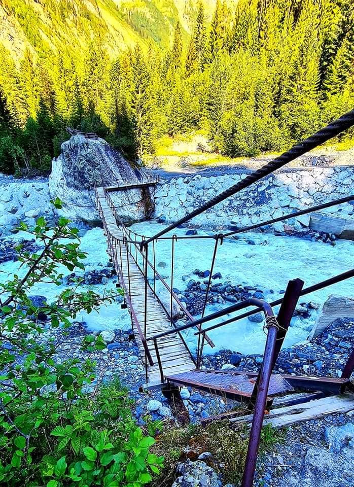 bridge at the start of the hike to the Chalaadi glacier in Svaneti