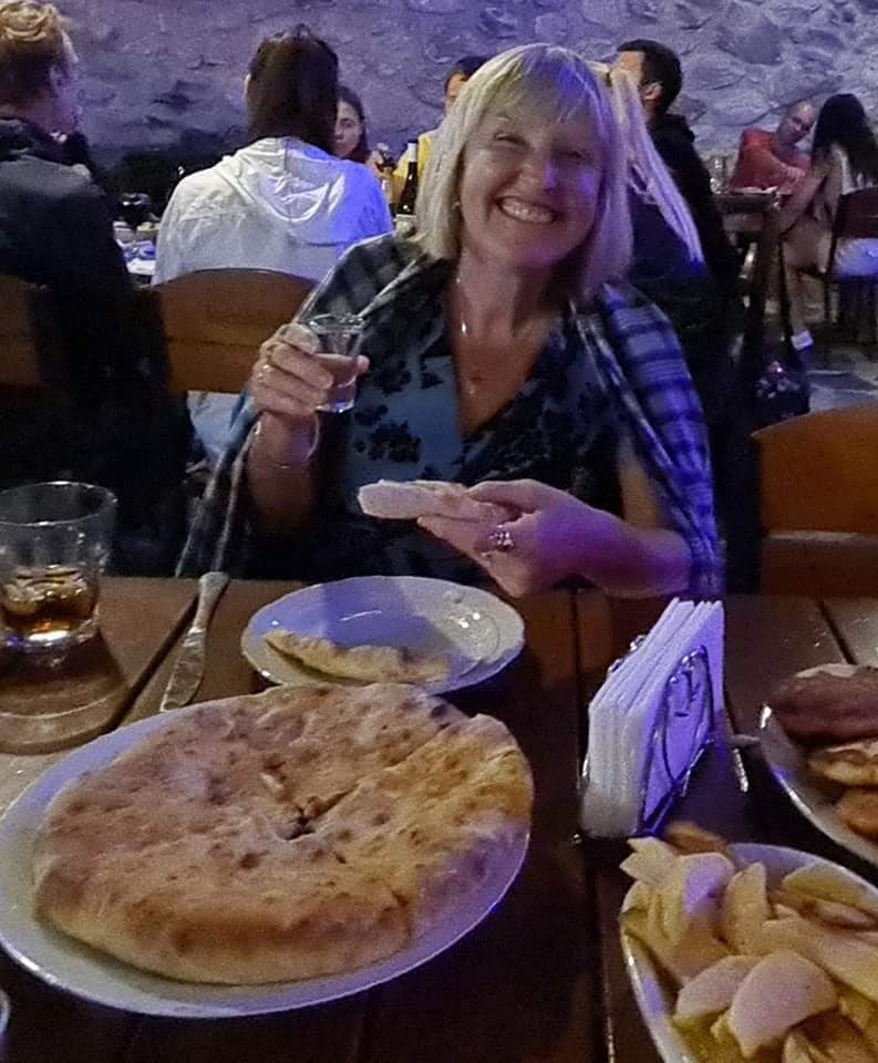 me trying the local specialities of Svaneti