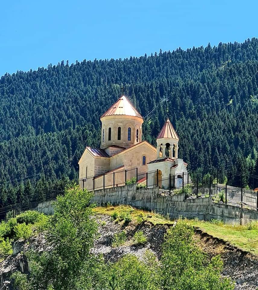 church on the hill in Mestia Svaneti