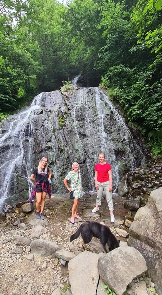 me and friends at small waterfall near Svaneti