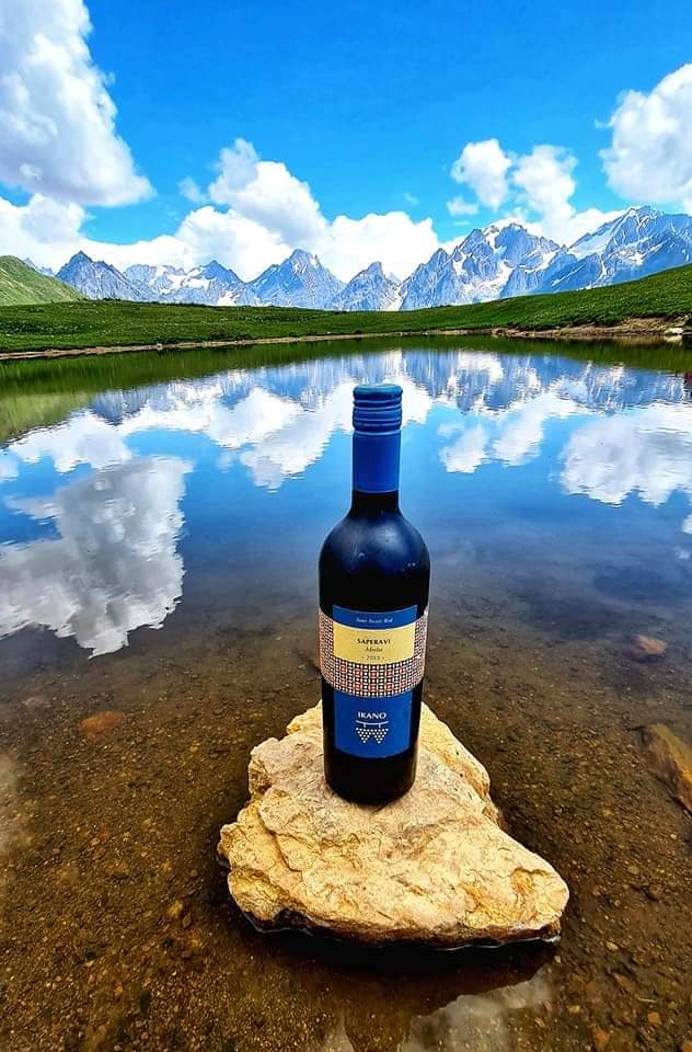 drinking wine at Koruldi lakes, Svaneti