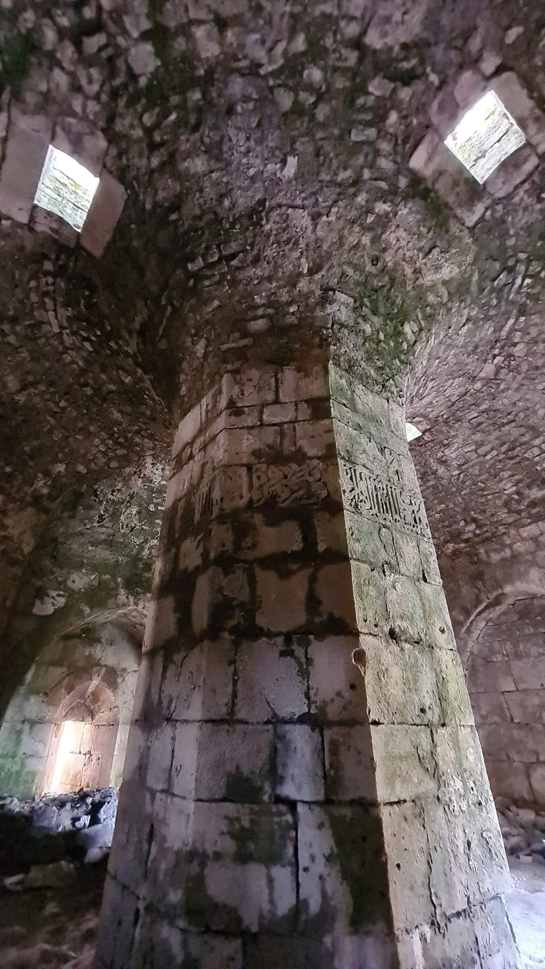 Ancient pillar inside Krak-des-Chevaliers crusader castle