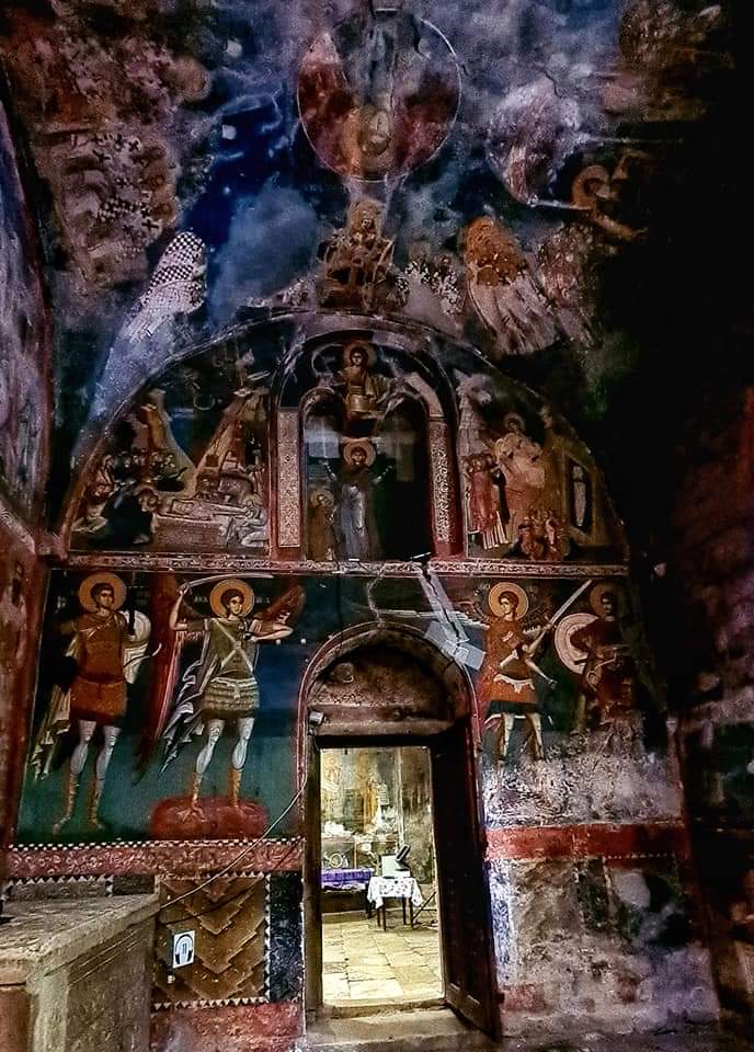Inside the monastery at Peja, Kosovo