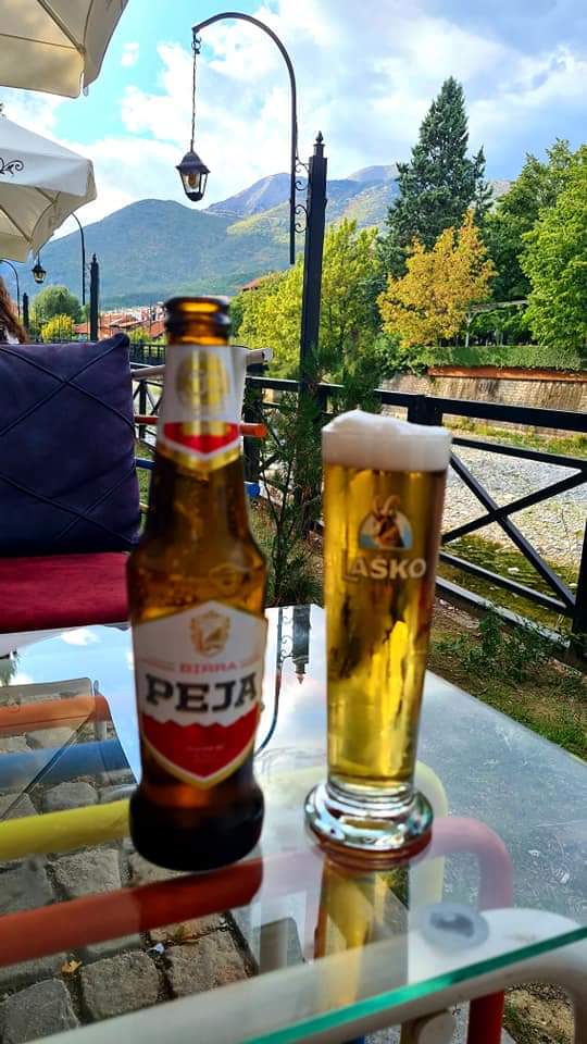 A beer with a view in Peja, Kosovo