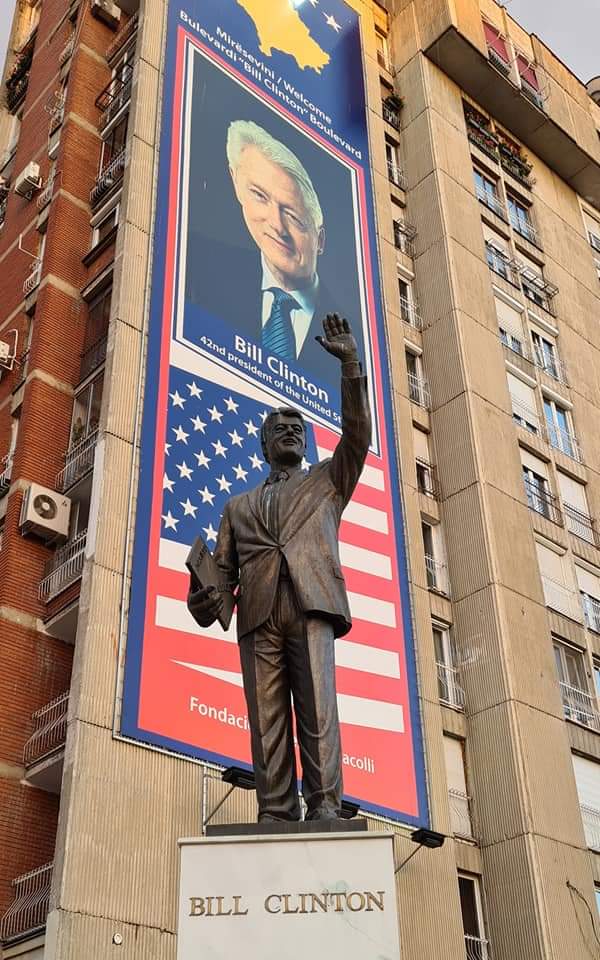 Statue and tribute to Bill Clinton in Pristina, Kosovo