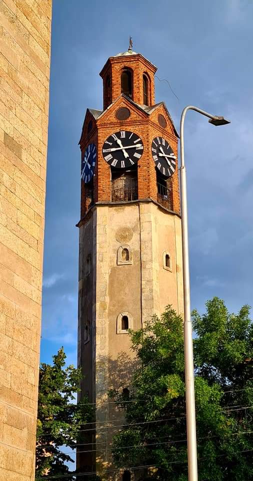 the clock tower in Pristina, Kosovo