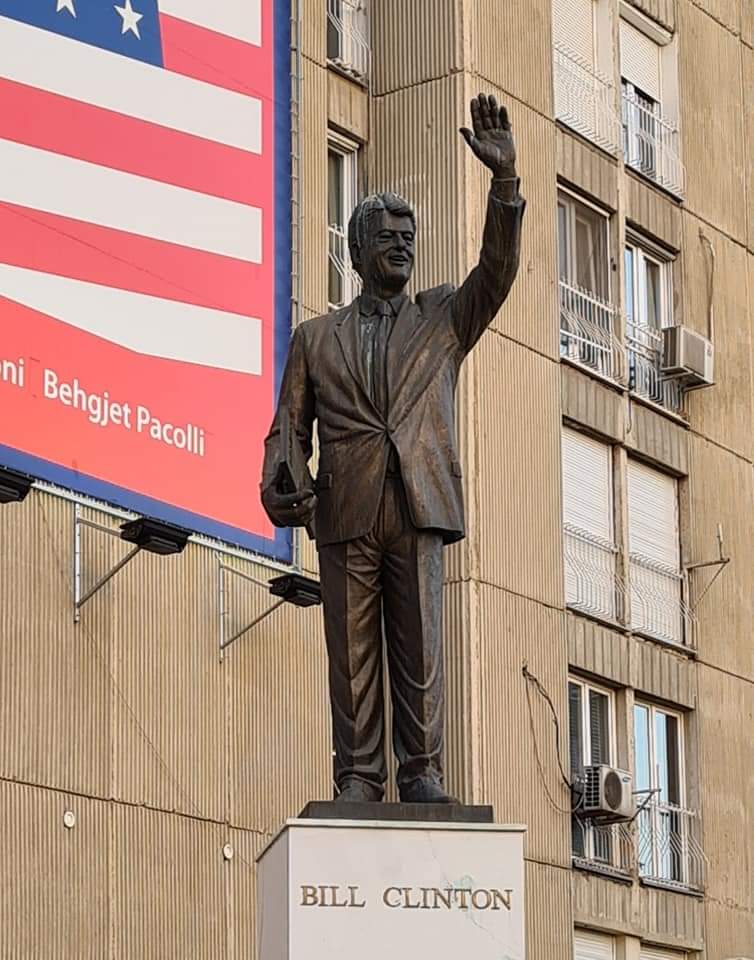 The Bill Clinton statue in Pristina, Kosovo