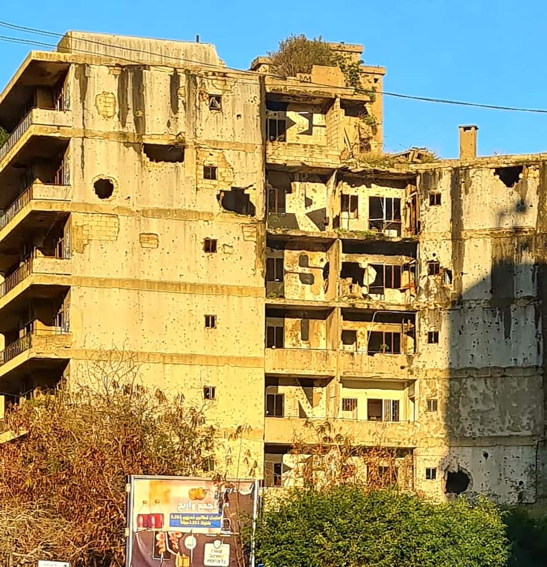 War damage in Beirut in the Lebanon