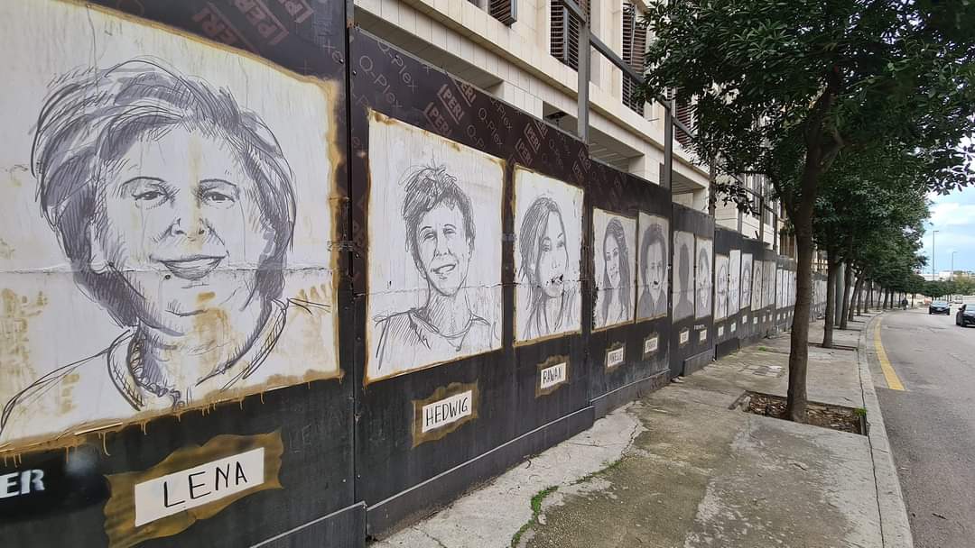 memorial wall to explosion victims in Beirut