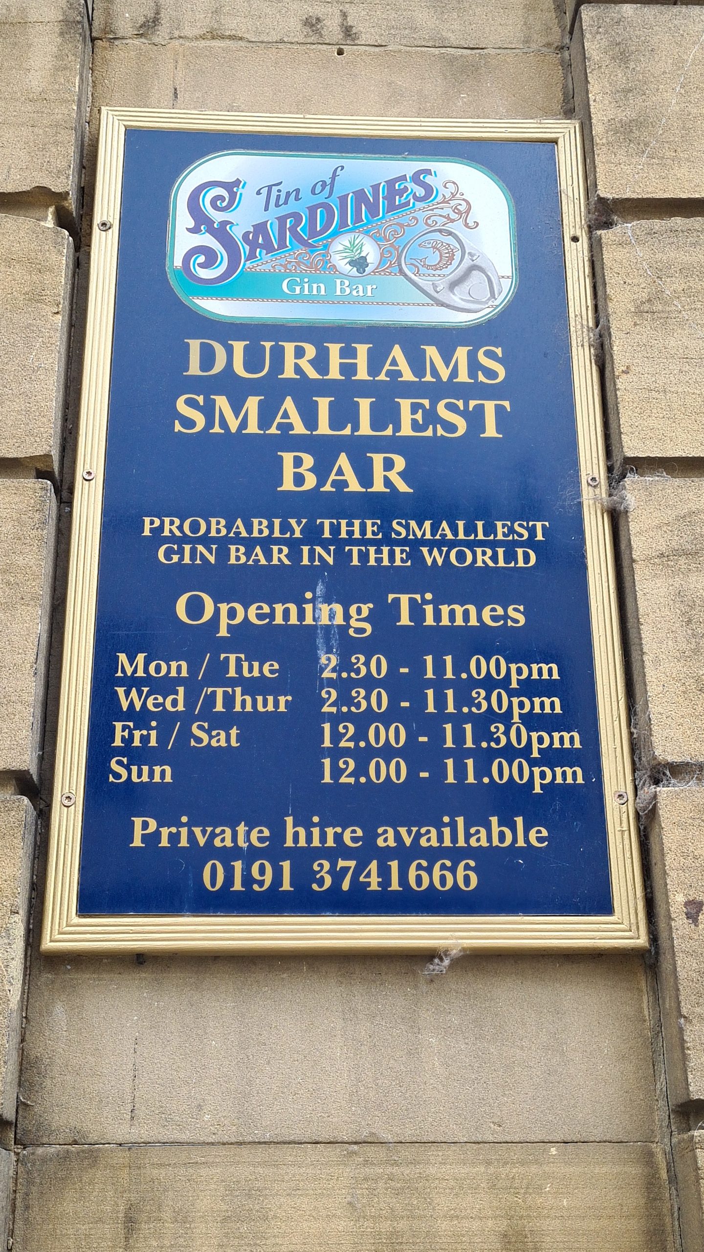 The smallest bar in Durham, United Kingdom