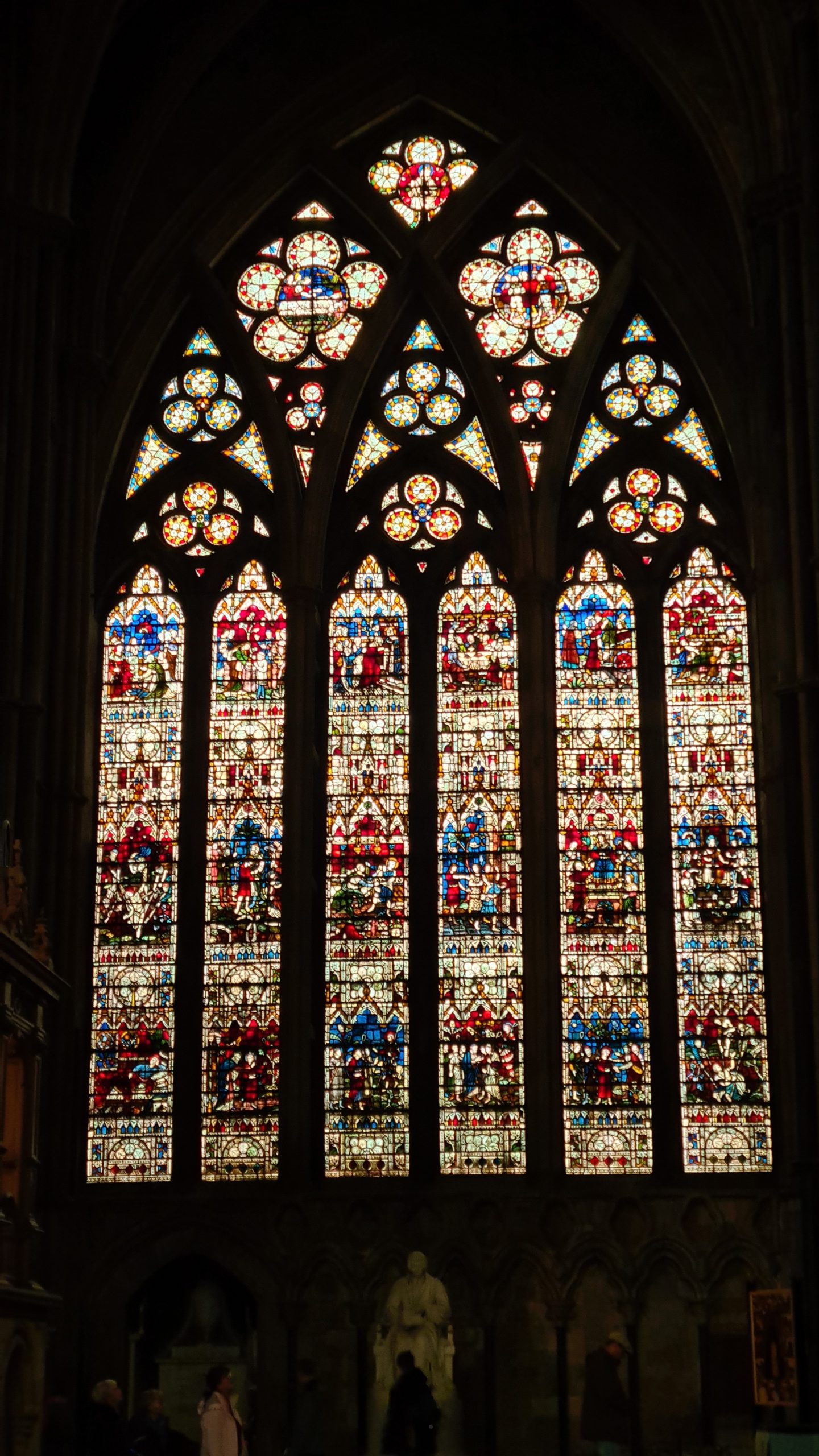 Window of stained glass in Durham cathedral