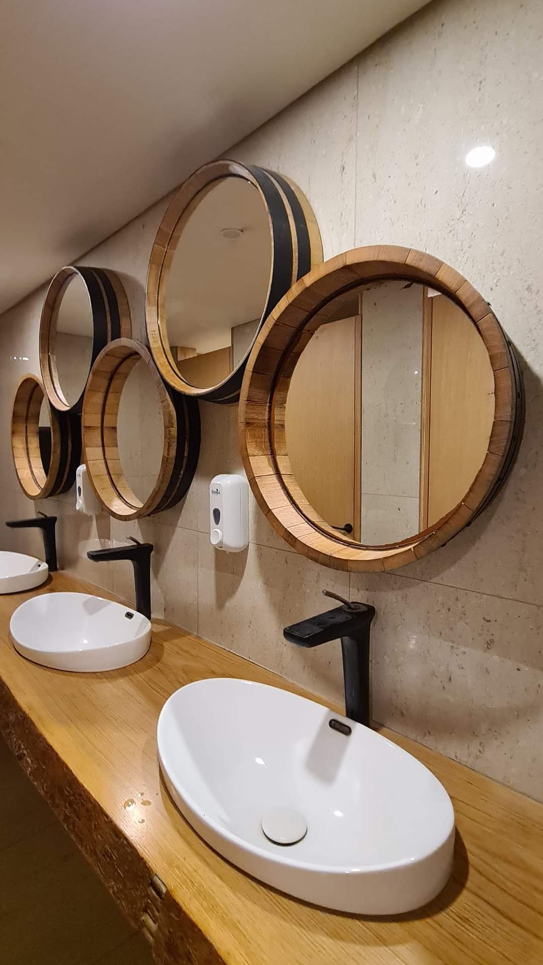 Mirrors made from barrels at caves dey ksara winery in Lebanon
