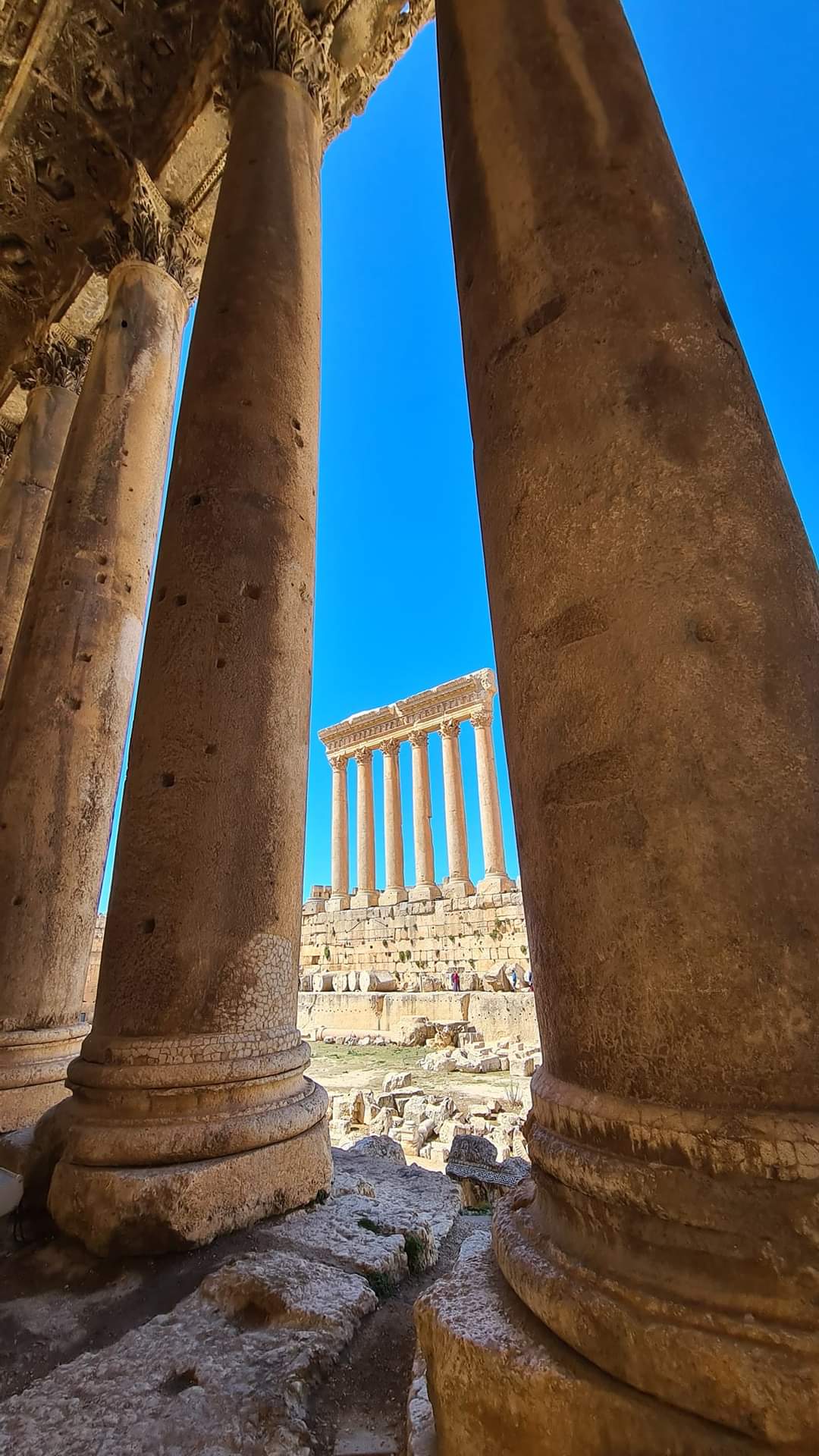 View from Bacchus temple at Baalbek in Lebanon