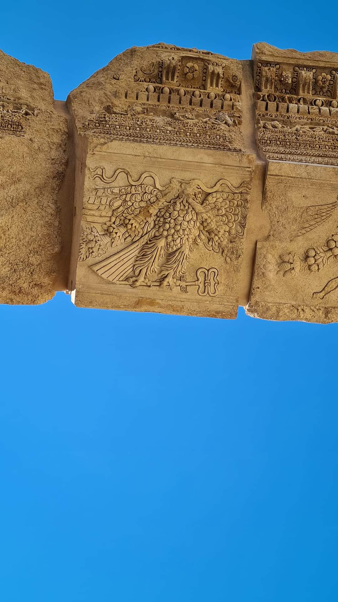 Deorations on columns at Baalbek, Lebanon