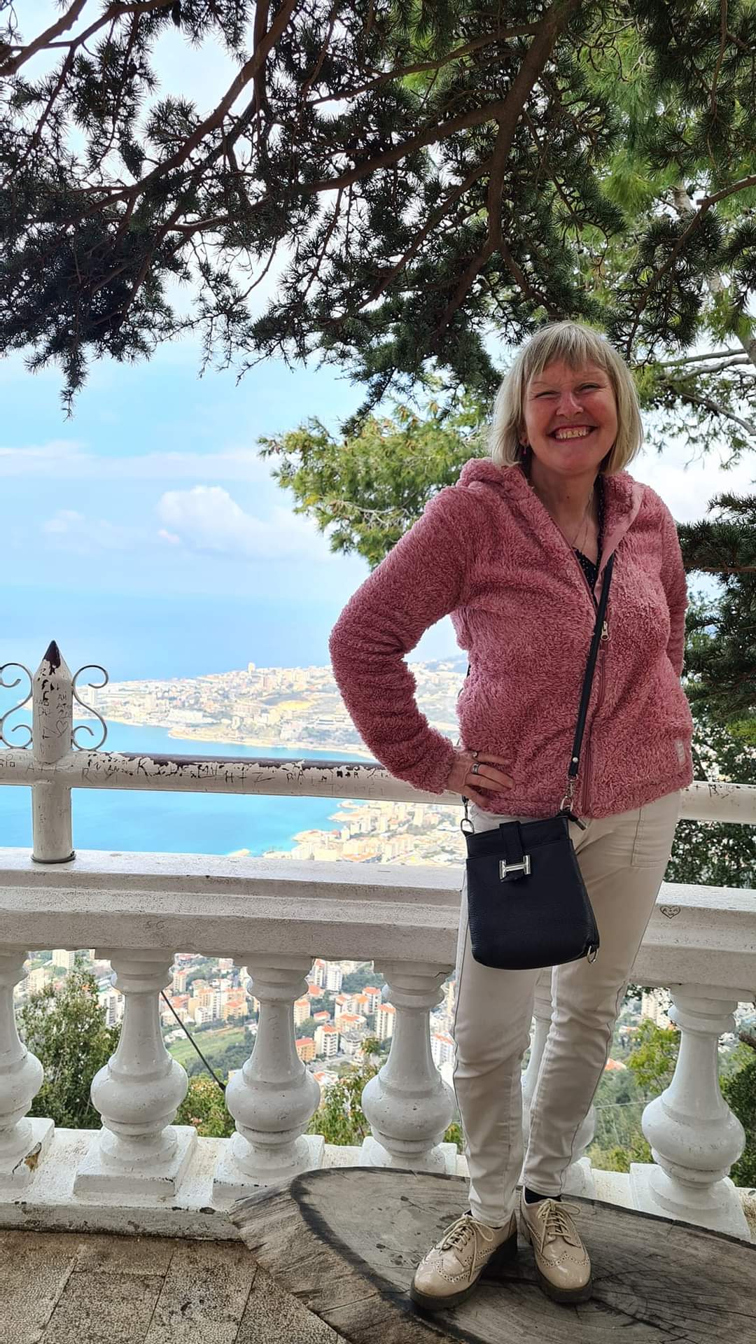 Me at the top of the cable car in Harissa Lebanon