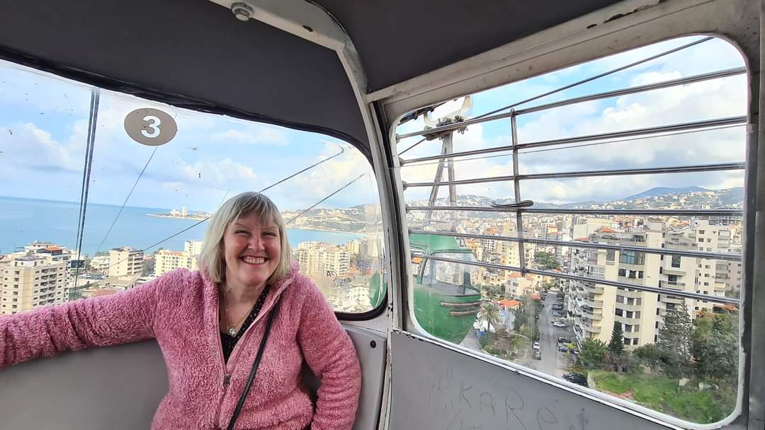 Me in a cable car in Harissa, Lebanon