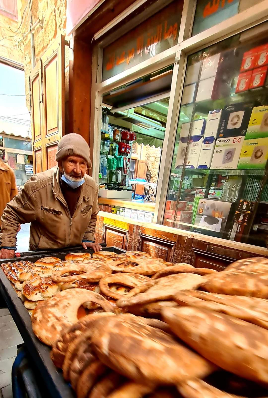 A bread cart in Sidon, Lebanon