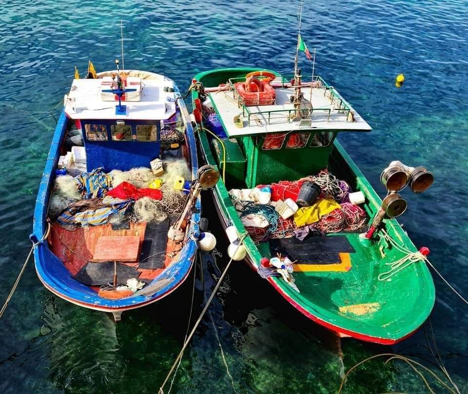 Colourful fishing boats in Puglia, Italy
