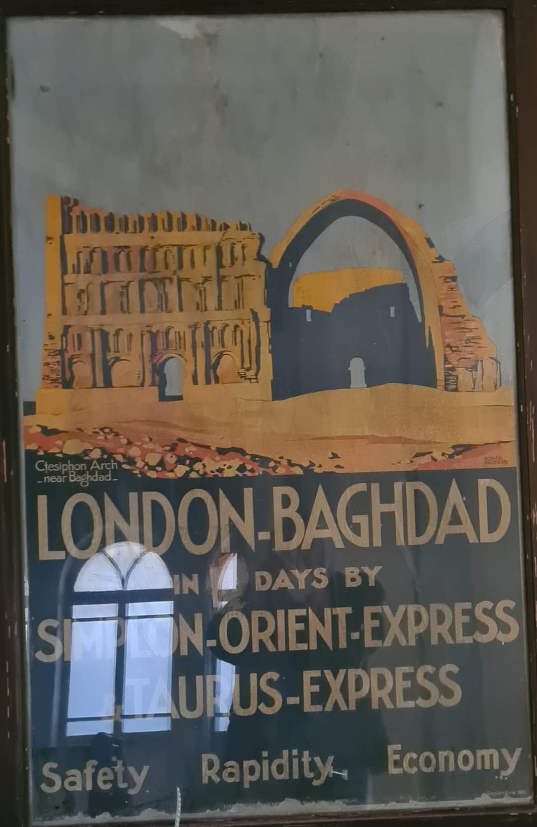 Old Orient Express poster hanging in the Baron Hotel, Aleppo, Syria