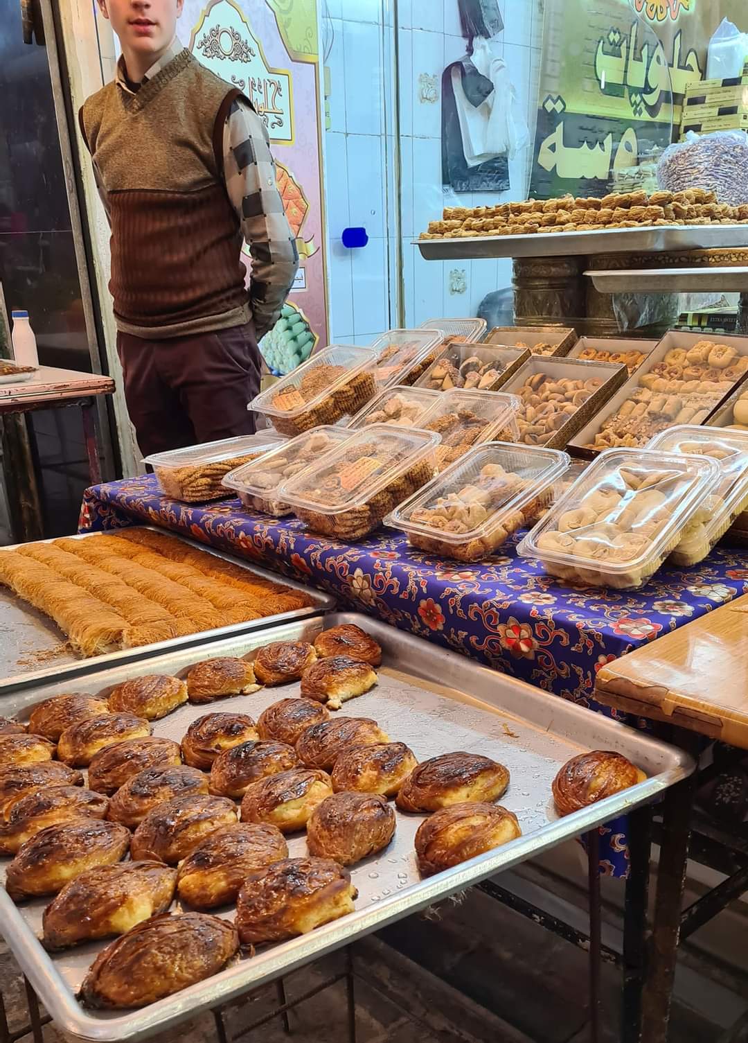 Tasty treats in an Aleppo souk, Syria