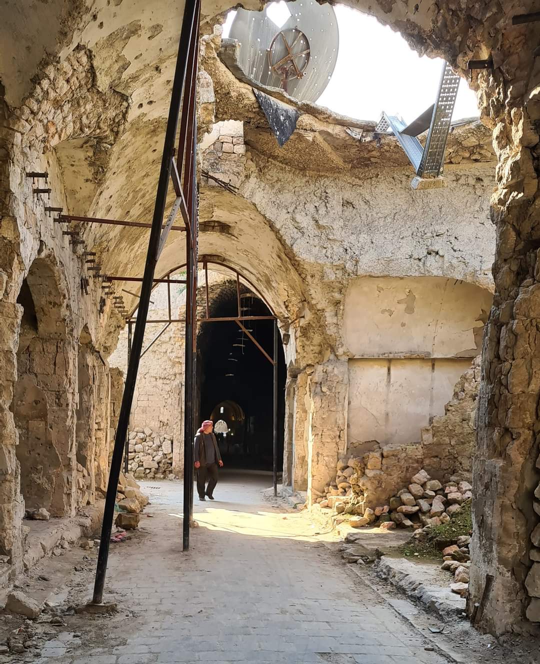 War ravaged souks in Aleppo, Syria