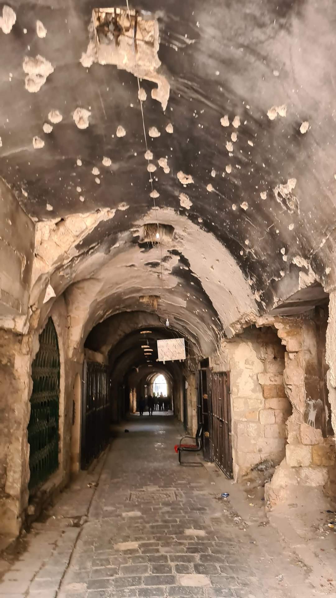 War damage in the souls of Aleppo, Syria