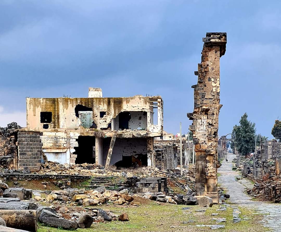 Civil war damage in Bosra, Syria