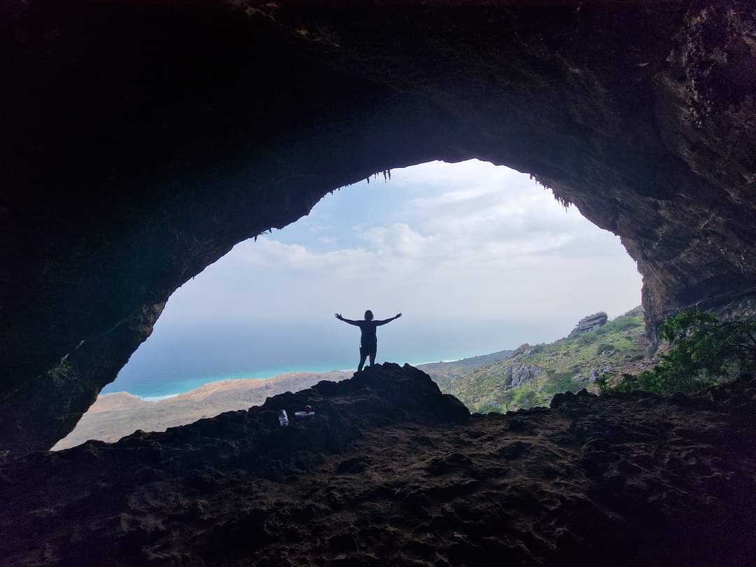 Me at the entrance to How cave in Socotra