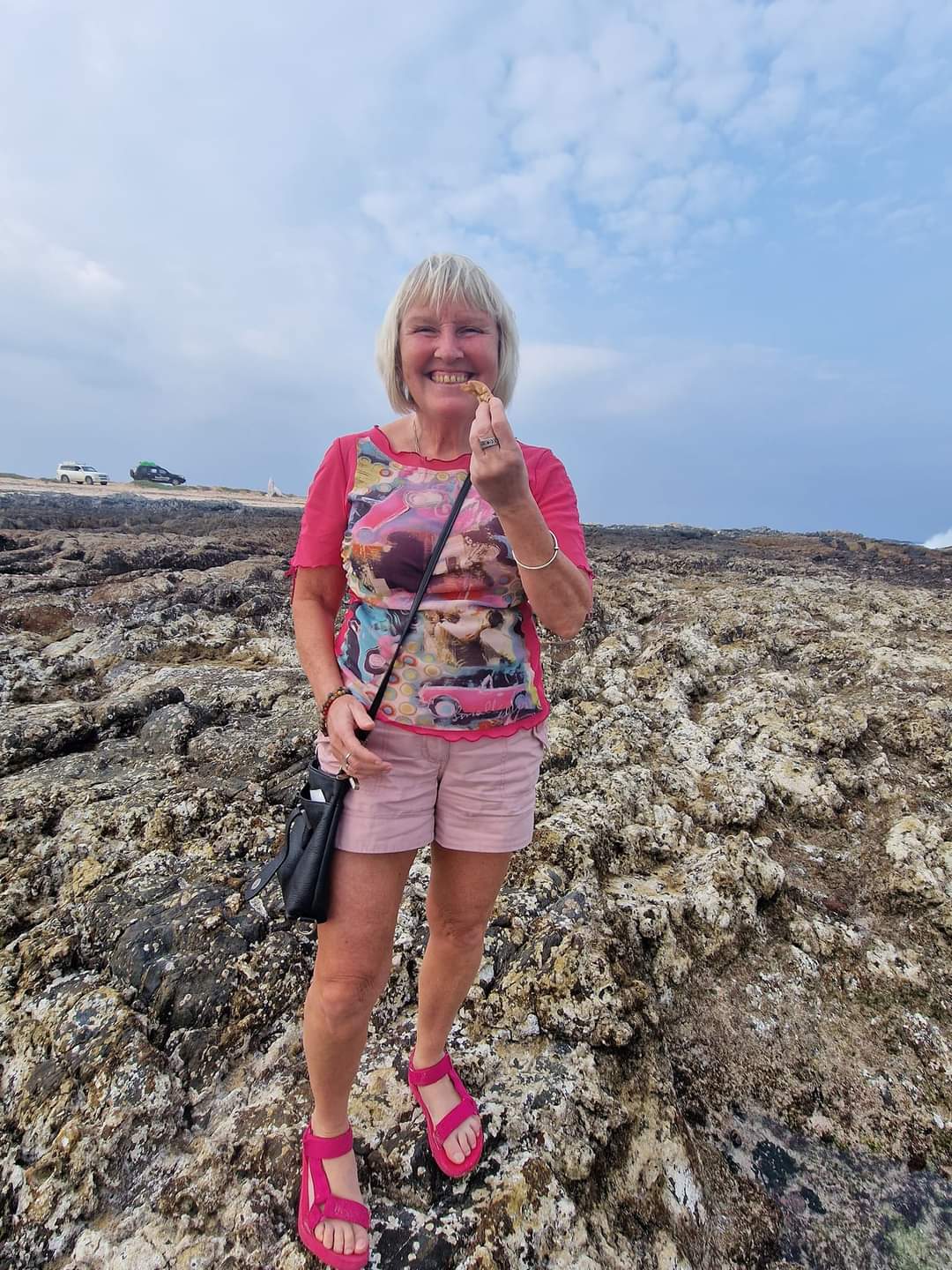 Me eating fresh mussels in Socotra