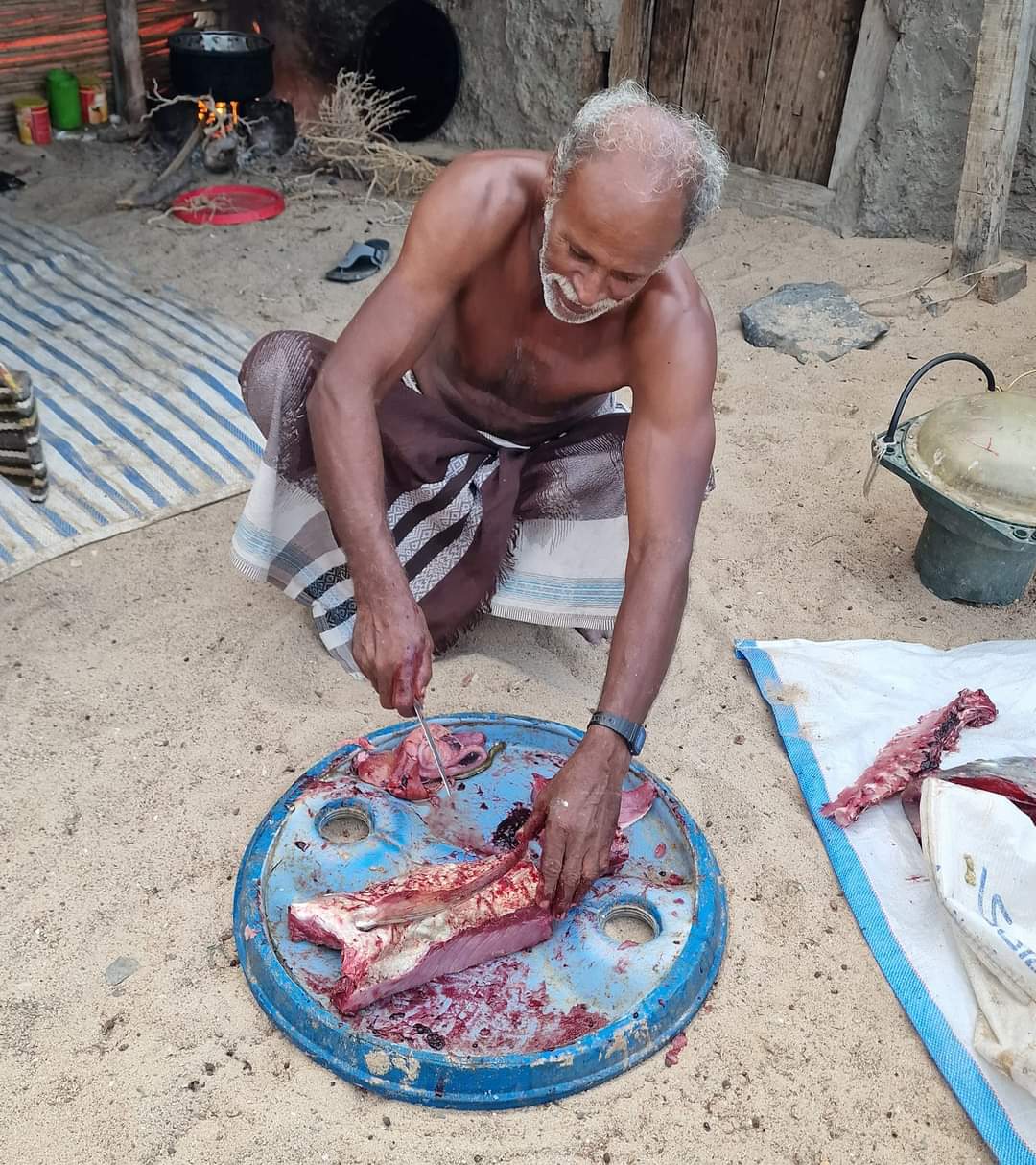 Local fish filleting Socotra