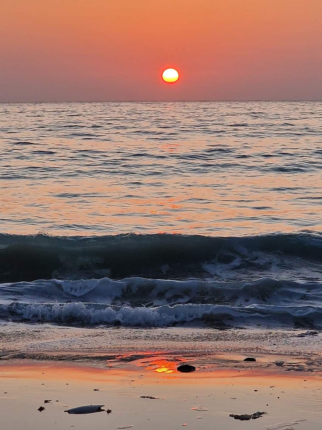 Sunrise glimmers on the sea in Socotra