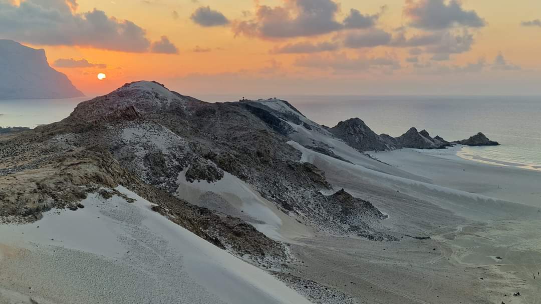 Sunset over the sand dunes in Socotra