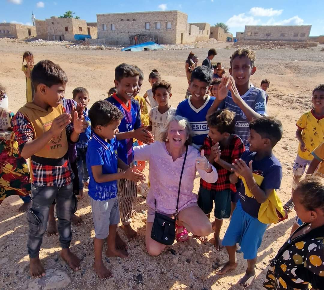 Me mobbed by local children in Socotra