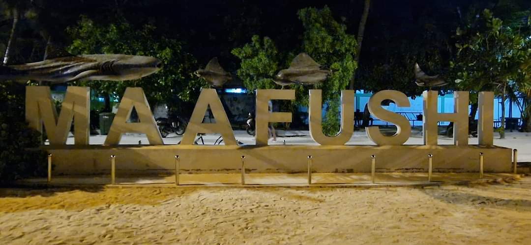 The Maafushi sign in the Maldives